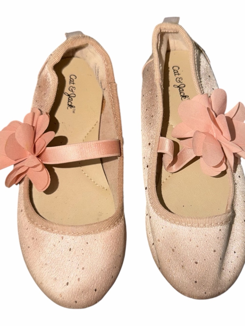Cat & Jack Girls' Blush Pink Flower Strap Flats